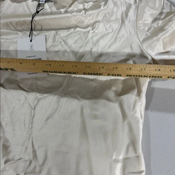 Reformation Pike Satin Almond / Cream Mini Dress sz L - Picture 10 of 13